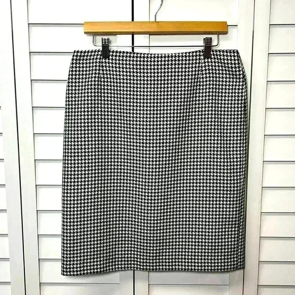Isabella DeMarco Houndstooth Pencil Skirt Size 10 Black & White - Picture 1 of 8